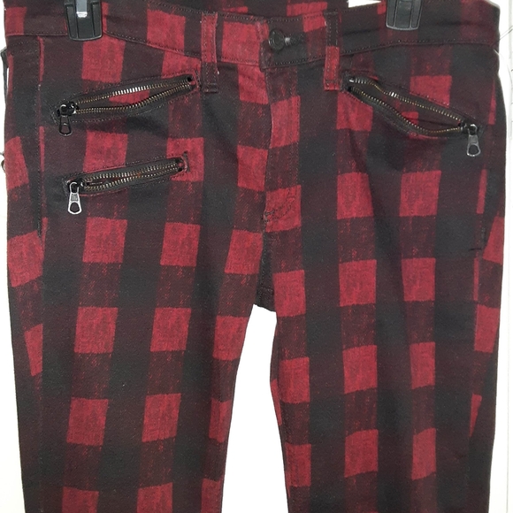 rag & bone Red and Black Plaid Pants size 30 (34" Waist) - Picture 3 of 10